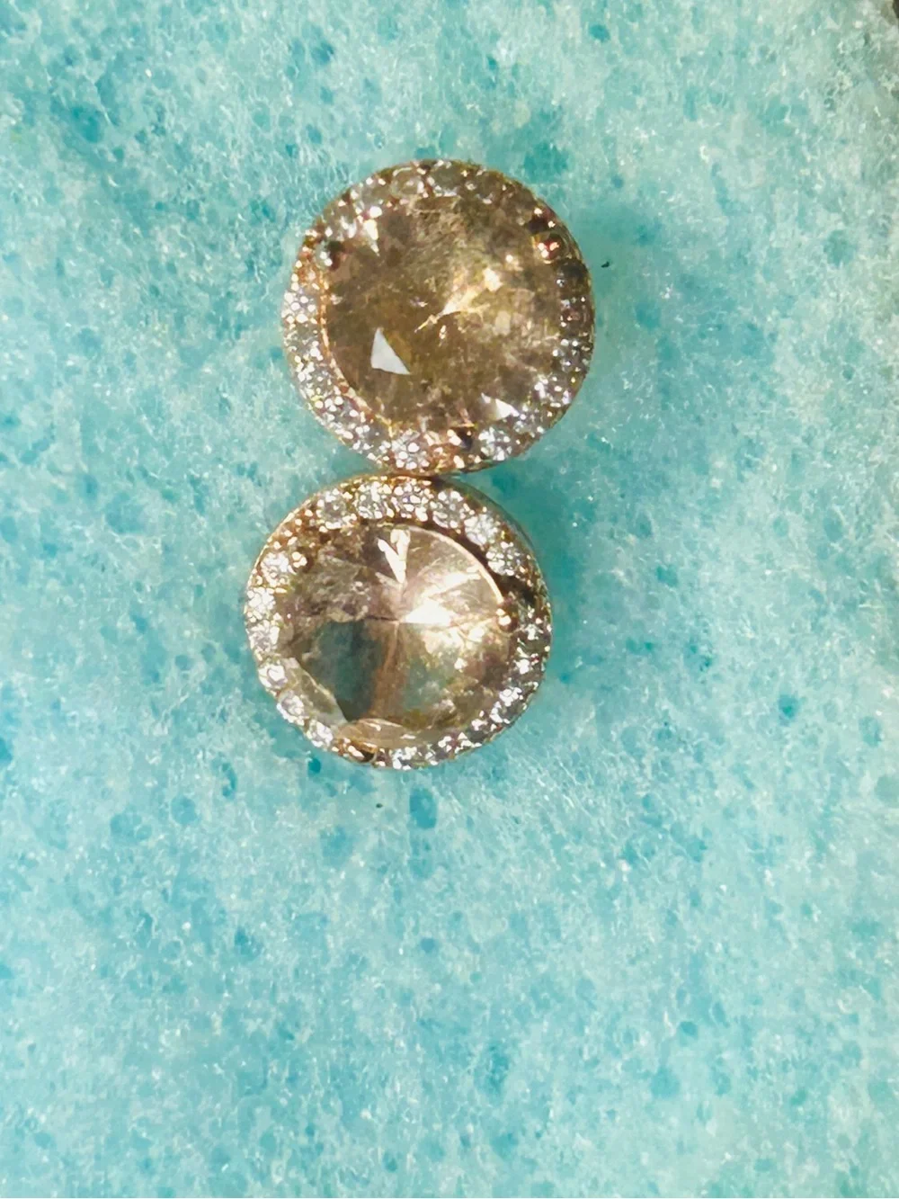 Champagne Topaz Stud Earrings Gold Plated Setting